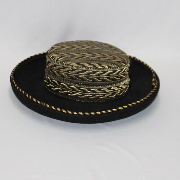 Vintage Dasha 100% Wool Black & Gold Hat main image 8